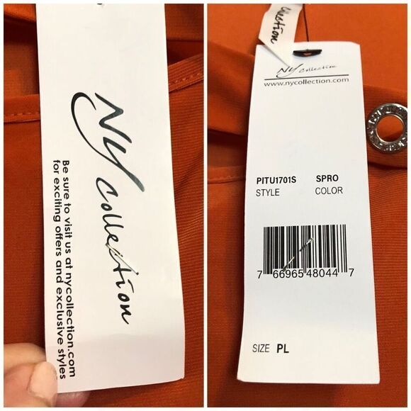 NY COLLECTION - 🎉2XHP🎉 NWT - L Sz L Petite 3/4 Sleeve Cutout Top/“Spice Route” - Picture 11 of 14